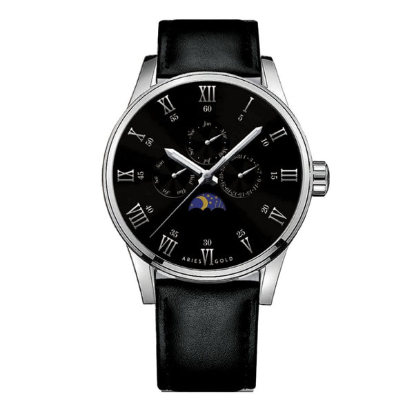 Aries Gold Multifunction Leather Strap Men's Watch G 7019 S-BK