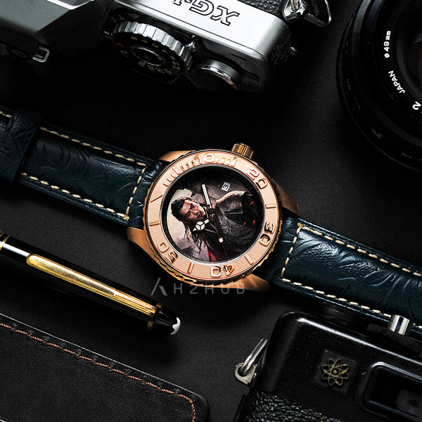 Aries Gold The Sima Yi San Guo Series Blue Leather Strap Men Watch G 8040 SAN-ADV