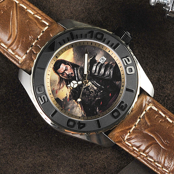 Aries Gold The Imperial San Guo Series Brown Leather Strap Men Watch G 8040 SAN-IMP