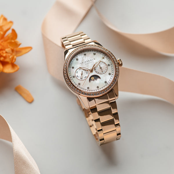 Aries Gold Multifunction Stainless Steel Women's Watch L 5040 RG-MP