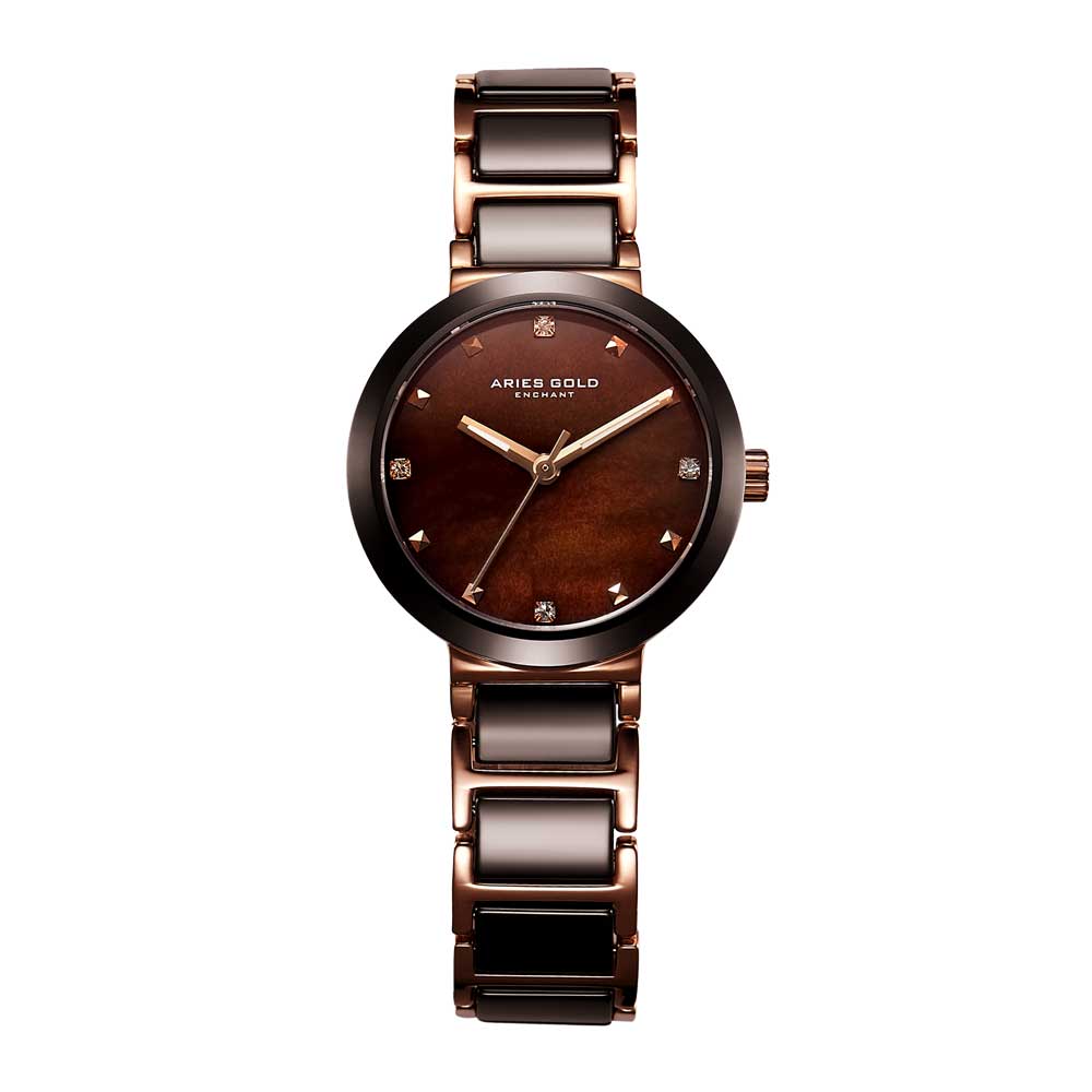 Aries Gold Women | Brown Ceramic Rose Gold Ladies Watch L 5006 RG-BRMP