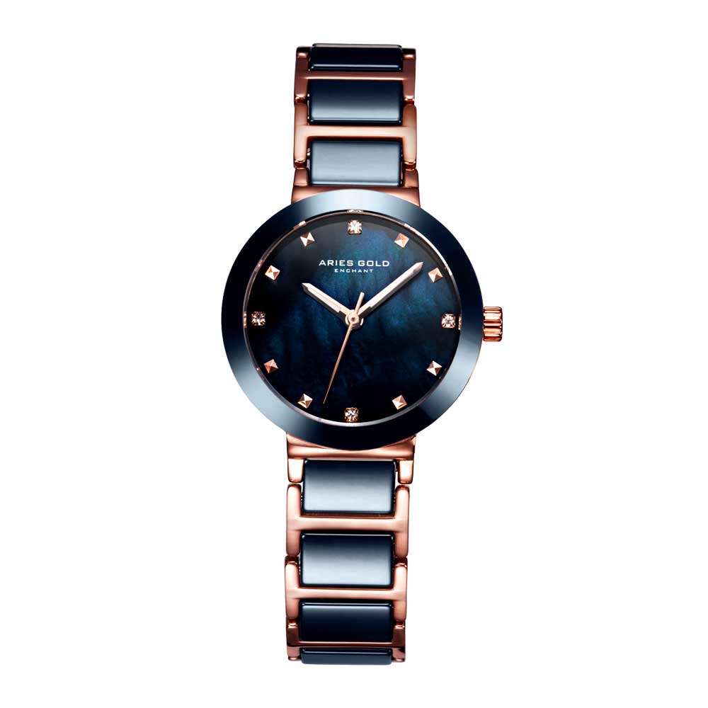 Aries Gold Women | Blue Ceramic Rose Gold Ladies Watch L 5006 RG-BUMP