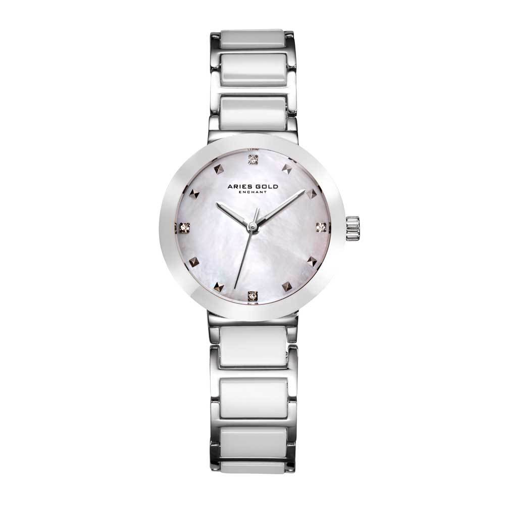 Aries Gold Women | White Ceramic Silver Ladies Watch L 5006 S-MP