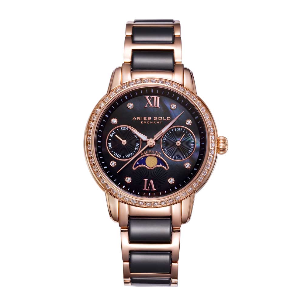 Aries Gold Women | Black Ceramic Rose Gold Ladies Watch L 58010L RG-BKMP