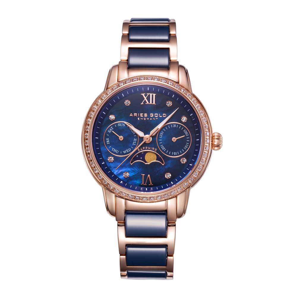 Aries Gold Women | Blue Ceramic Rose Gold Ladies Watch L 58010L RG-BUMP