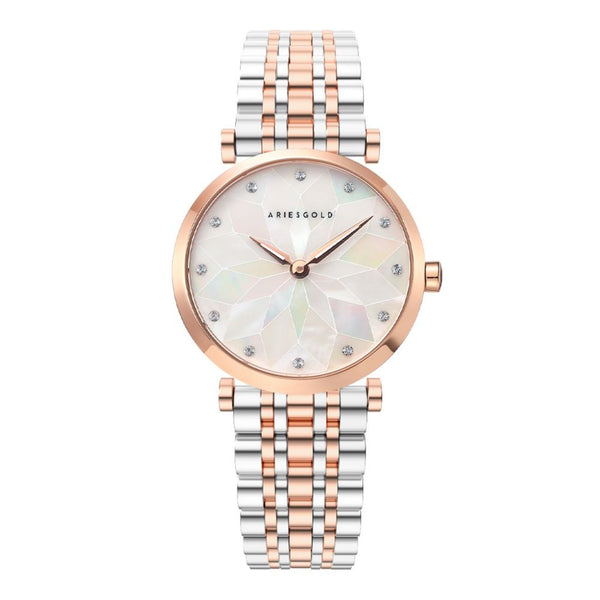 Aries Gold Draliet Two-Tone Stainless Steel Strap Women Majestic Watches L 5042 2TR-P2