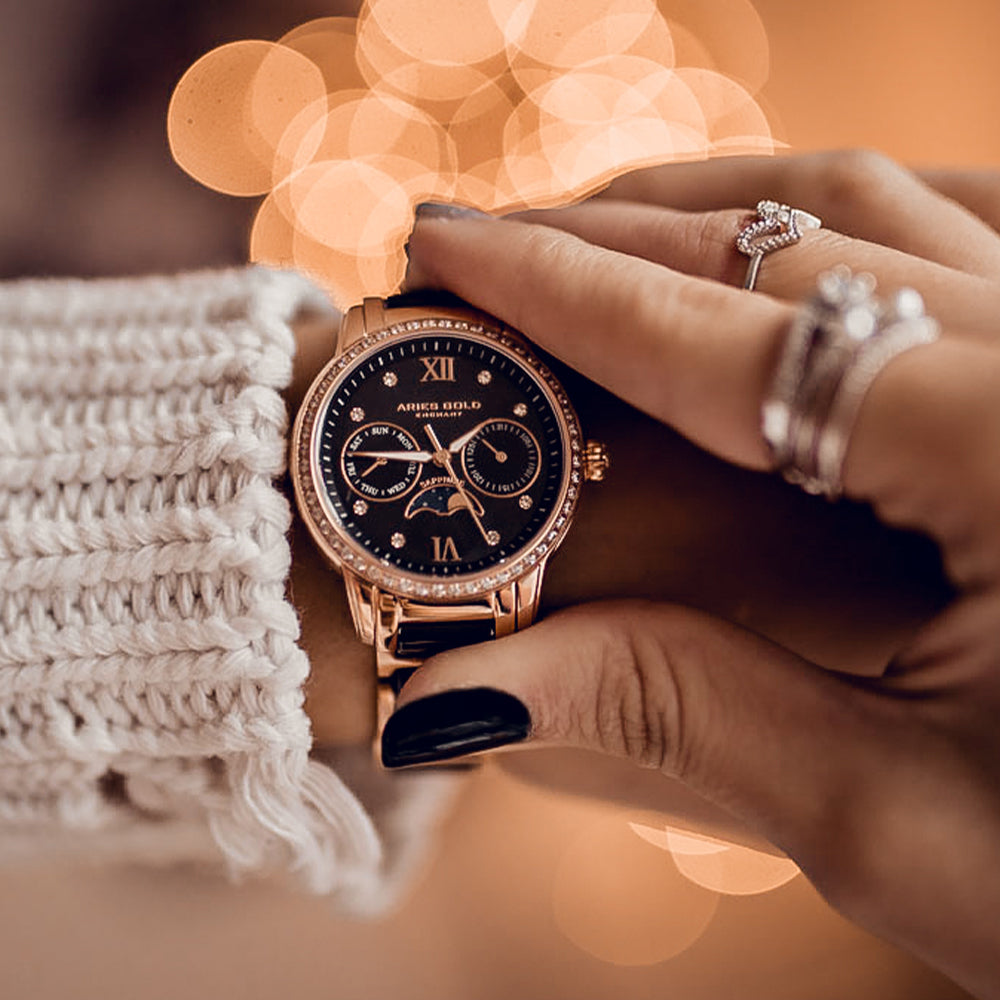 Luna 58010 | L 58010L RG-BKMP | Aries Gold Watches